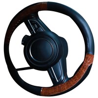 Kavach Leatherite Universal Steering Cover, CA40836, Black & Brown