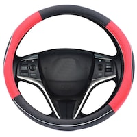 Kavach Leatherite Universal Steering Cover, CA40856, Red & Black