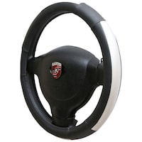 Kavach Polyurethane Steering Cover for Mahindra Scorpio, CA40909, Black & White