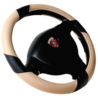 Kavach Polyurethane Steering Cover for Maruti Ertiga, CA40819, Black & Beige