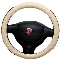 Kavach Polyurethane Universal Steering Cover, CA40843, Beige & Black