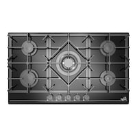 Star Track Glass Material Built In 5 Burner Gas Hob with Autoignition - Black