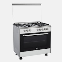 Star Track Freestanding Steel 5 Burner Gas Cooker with Automatic Ignition - Black