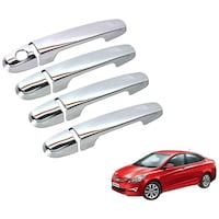 Kozdiko Chrome Handles Door Latch Cover for Hyundai Verna Fluidic 4S, KZDO393484, 4Sets, Silver