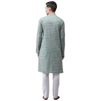 Picture of See Design Cotton Regular Fit Printed Straight Kurta, ALSI940138, Green & White