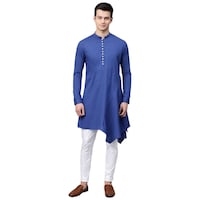 Picture of See Design Cotton Regular Fit Solid Asymmetrical Kurta, ALSI939767, Royal Blue