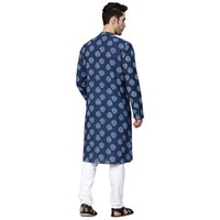 Picture of See Design Cotton Regular Fit Printed Straight Kurta, ALSI940211, Blue & White