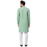 Picture of See Design Cotton Regular Fit Embroidered Straight Kurta, ALSI940977, Green