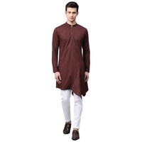 Picture of See Design Cotton Regular Fit Solid Asymmetrical Kurta, ALSI939796, XS, Burgundy