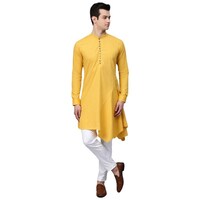 Picture of See Design Cotton Regular Fit Solid Asymmetrical Kurta, ALSI939795, S, Mustard