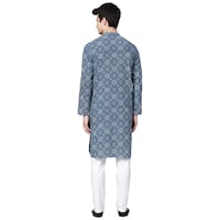 Picture of See Design Cotton Regular Fit Printed Straight Kurta, ALSI940205, Blue
