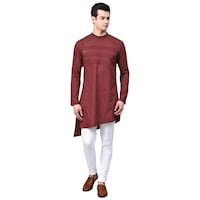 Picture of See Design Cotton Regular Fit Solid Straight Kurta, ALSI939794, XL, Burgundy