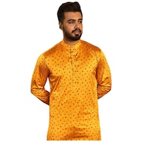 Picture of Khushbu Fashion Silk Regular Fit Printed Kurta, ALSI939771, Yellow
