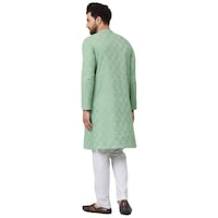 Picture of See Design Cotton Regular Fit Embroidered Straight Kurta, ALSI940943, Green
