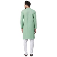 Picture of See Design Cotton Regular Fit Embroidered Straight Kurta, ALSI940946, Green