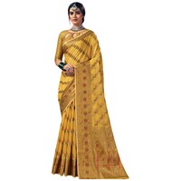 Picture of Sangam Prints Spun Silk Saree With Blouse Piece, ISKA103355, Yellow & Golden