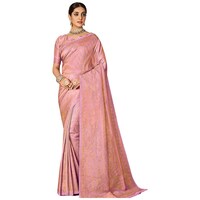 Picture of Pink Lotus Creation Spun Silk Saree With Blouse Piece, ISKA103400, Pastle Pink & Golden