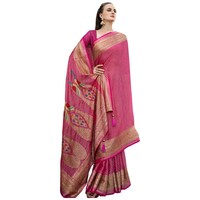 Picture of Triveni Saree Spun Silk Saree With Blouse Piece, ISKA103374, Pink & Golden
