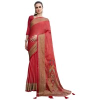 Picture of Triveni Saree Spun Silk Saree With Blouse Piece, ISKA103389, Red & Golden