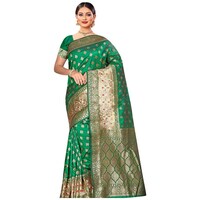 Picture of Triveni Saree Spun Silk Saree With Blouse Piece, ISKA103396, Deep Green & Golden