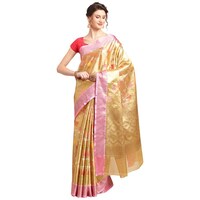 Picture of Benarasi Silk Spun Silk Saree With Blouse Piece, ISKA103411, Golden & Pink