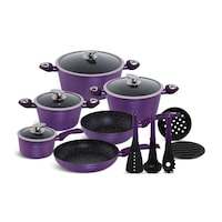 Picture of Edenberg Cookware Set with Kitchen Tools, Metallic Purple Forged, Set of 15