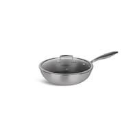 Edenberg Non Stick Stainless Steel Wok Fry Pan with lid, 28cm