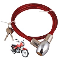 Ramanta Stainless Steel Helmet Cable Lock, Bajaj, Red