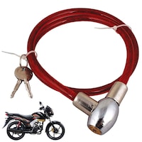 Picture of Ramanta Stainless Steel Helmet Cable Lock, Mahindra, Red
