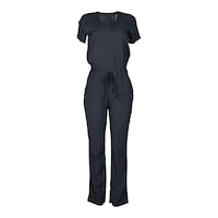 Gatsby Pleated Design Jumpsuit with Draw String, Blue