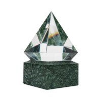 BYFT Diamond Shaped Crystal Awards Set, Transparent & Green