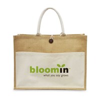 Picture of BYFT Jute Bag With Cotton Pocket, Beige