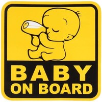 Dingo Baby On Board Printed Car Sticker, 13x13cm, Yellow & Black