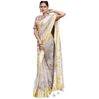 Picture of Triveni Saree Spun Silk Saree With Blouse Piece, ISKA104470, Grey & Yellow
