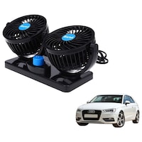 Kozdiko Rotatable Dual Head Electric Car Fan for Audi A3, KZDO394161, 12V, Black