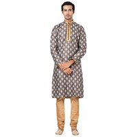 Vastra Swarg Silk Woven Kurta and Pajama Set, ALN941509, Multicolor