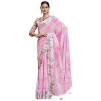Picture of Triveni Saree Georgette Saree With Blouse Piece, ISKA104514, Pink & Grey