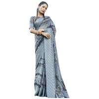 Picture of Triveni Saree Georgette Saree With Blouse Piece, ISKA104523, Grey & Off White