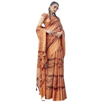 Picture of Triveni Saree Georgette Saree With Blouse Piece, ISKA104531, Brown & Orange
