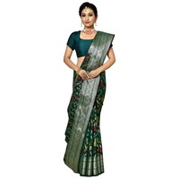 Picture of Habib Enterprise Georgette Saree With Blouse Piece, ISKA104542, Bottle Green & Silver