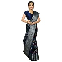 Picture of Habib Enterprise Georgette Saree With Blouse Piece, ISKA104549, Navy Blue & Silver