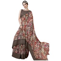 Picture of Triveni Saree Georgette Saree With Blouse Piece, ISKA104565, Brown & White