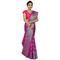 Picture of Habib Enterprise Georgette Saree With Blouse Piece, ISKA104569, Pink & Silver
