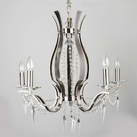 Picture of Decasa Candle Shaped 5-Light, Silver & Clear Mild Steel