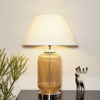 Maloto Amber Luster & Nickel Finish Table Lamp, TABGM2793