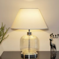 Demarius Transparent & Nickel Finish Table Lamp