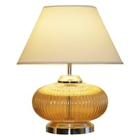 Maloto Amber Luster & Nickel Finish Table Lamp, TABGM2791