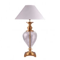 Picture of Metal & Glass Table Lamp, White & Copper