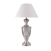 Picture of Classic Metal Table Lamp with White Shade, Silver