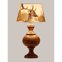 Picture of Elan Carved Wood Table Lamp, Brown
